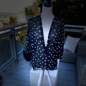 LC Lauren Conrad polka dot sheer blouse